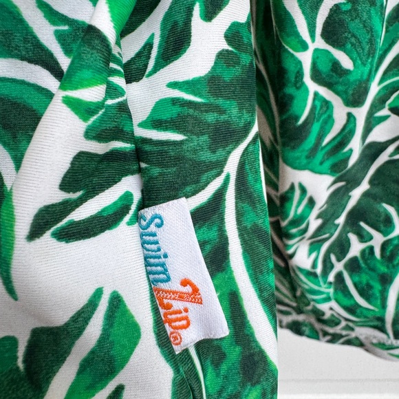 Swimzip 3T Girl Green Leaf Tropical Print Long Sleeve Swim Rashguard Bathingsuit - Picture 4 of 6